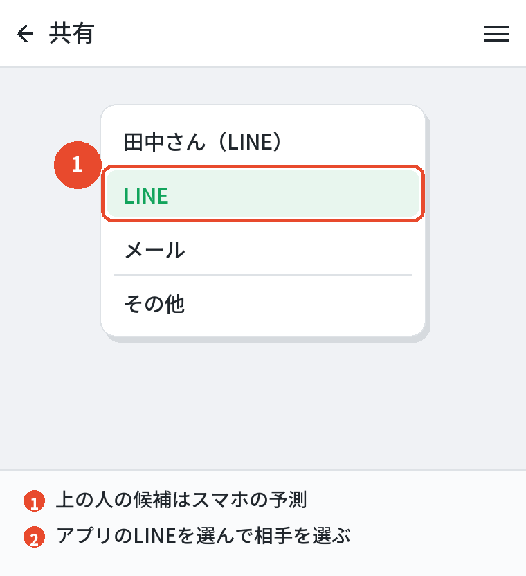 スマホの共有メニュー
