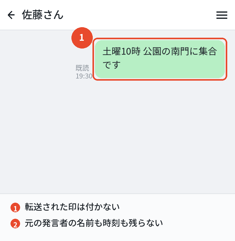 受け取った側には通常のメッセージとして届く