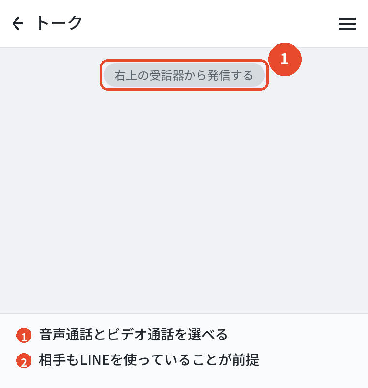 トークの右上から発信する