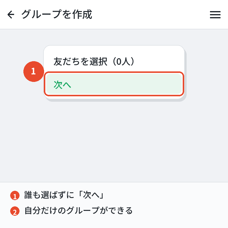 誰も選ばずにグループを作る